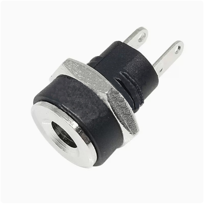 DC-022 Power Socket 2-Pin Round Hole Threaded Female 5.5 *2.1/2.5mm 3.5*1.3mm
