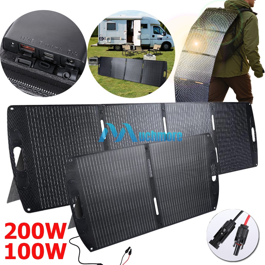 Panel solar portátil plegable, cargador solar de 100W 200W IP65 para RV CAMPING
