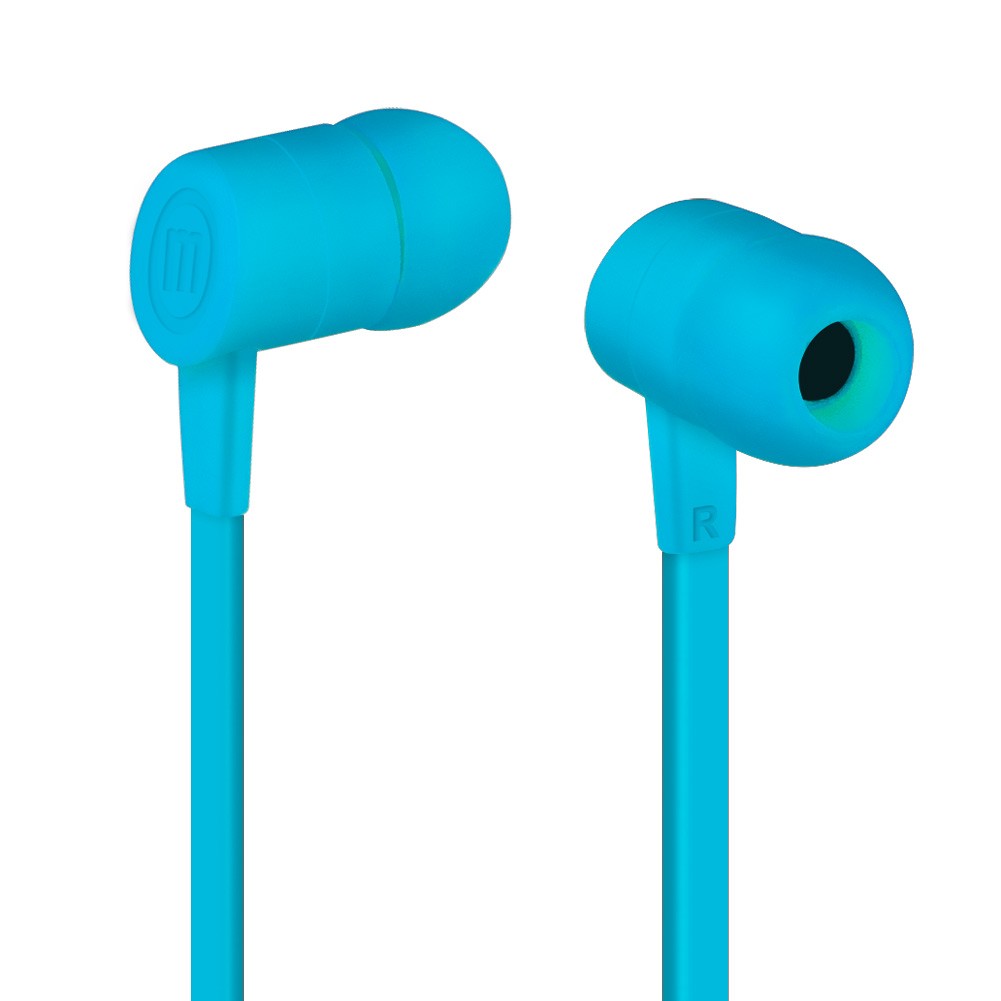 Maxell Solid 2 Earphones with Built-in Microphone, Azure Blue