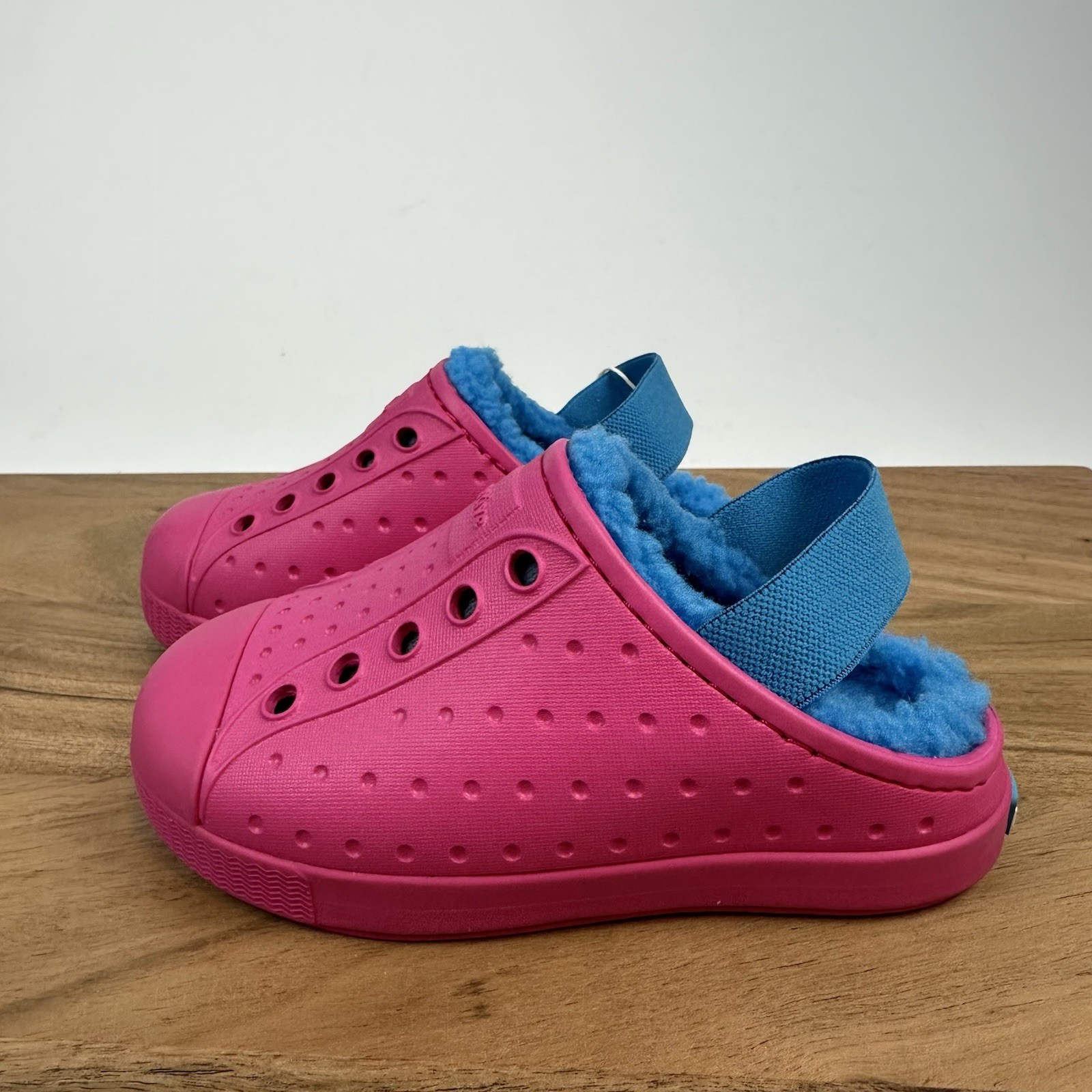 New NWT Little Kids Native Jefferson Cozy Pink Fleece Sling Shoes 7 C