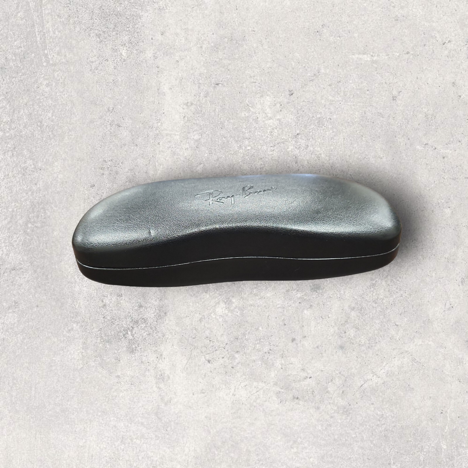 Ray-Ban Black Clamshell Eyeglass Case Beige Interior