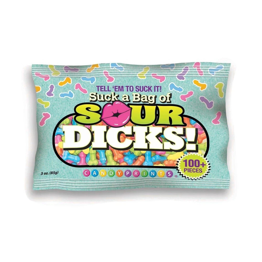 Suck A Bag Of Sour Dicks! Penis Shaped Candy 3 oz - Bachelorette Party Gag Gift
