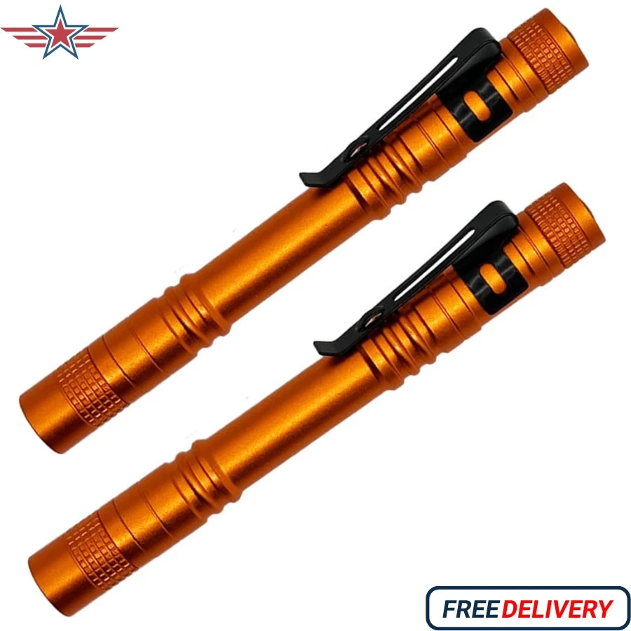 2-pack LED Pocket Pen Light Flashlights - Waterproof, 500 Lumens, Compact &