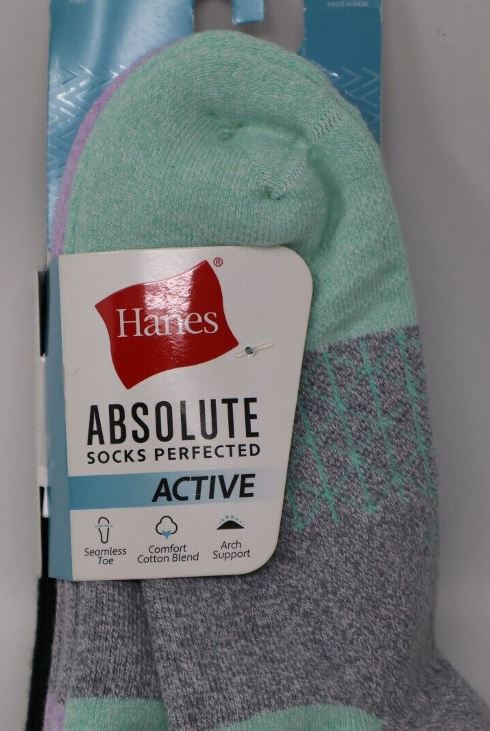 Hanes Women's 4pk Absolute Active No Show Socks - Gray/Black 5-9 New