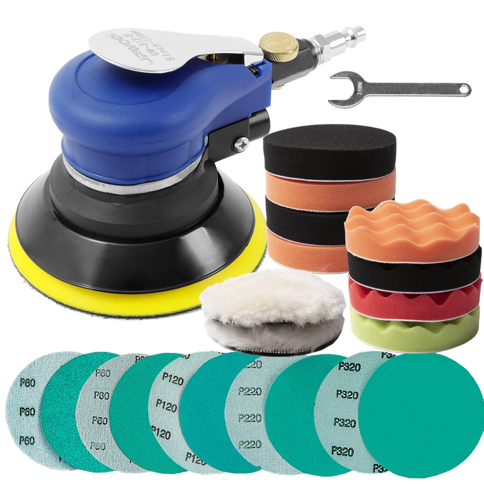 5 inch Air Random Orbital Sander for Auto Body Work, Pneumatic Palm Sander wi...