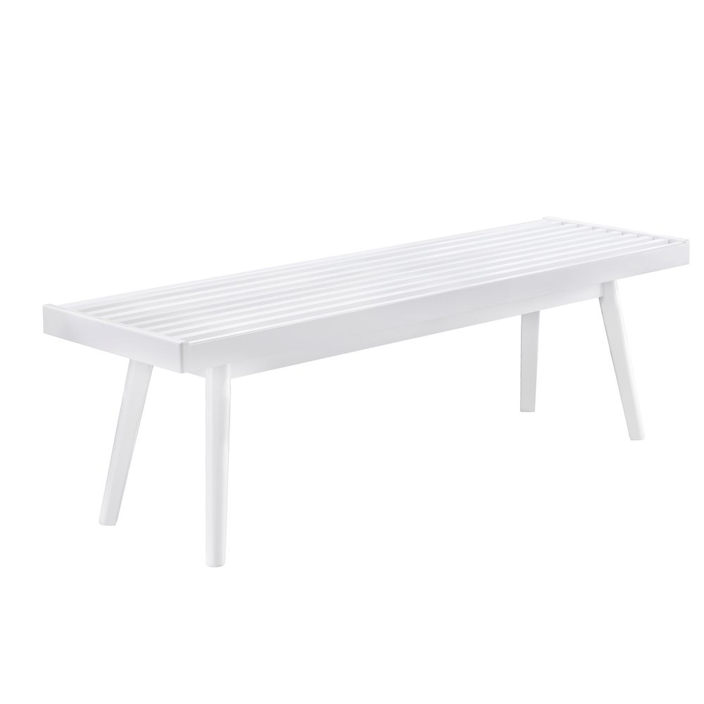 Larwich Solid Wood Slatted Bench, 56 Wide, White