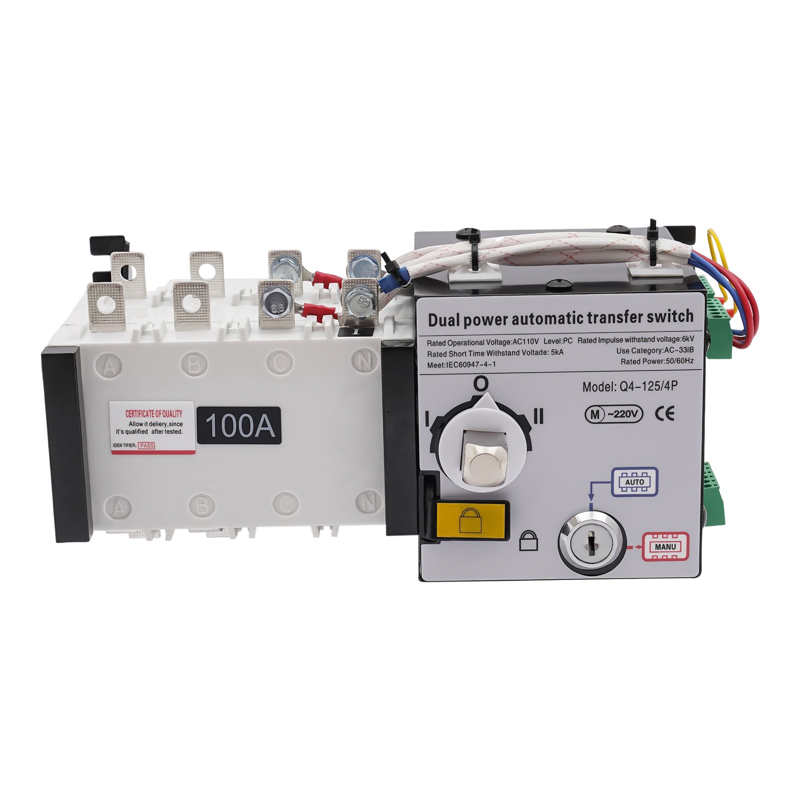 100A/4P Dual Power Automatic Transfer Switch Isolation Type Generator Converter
