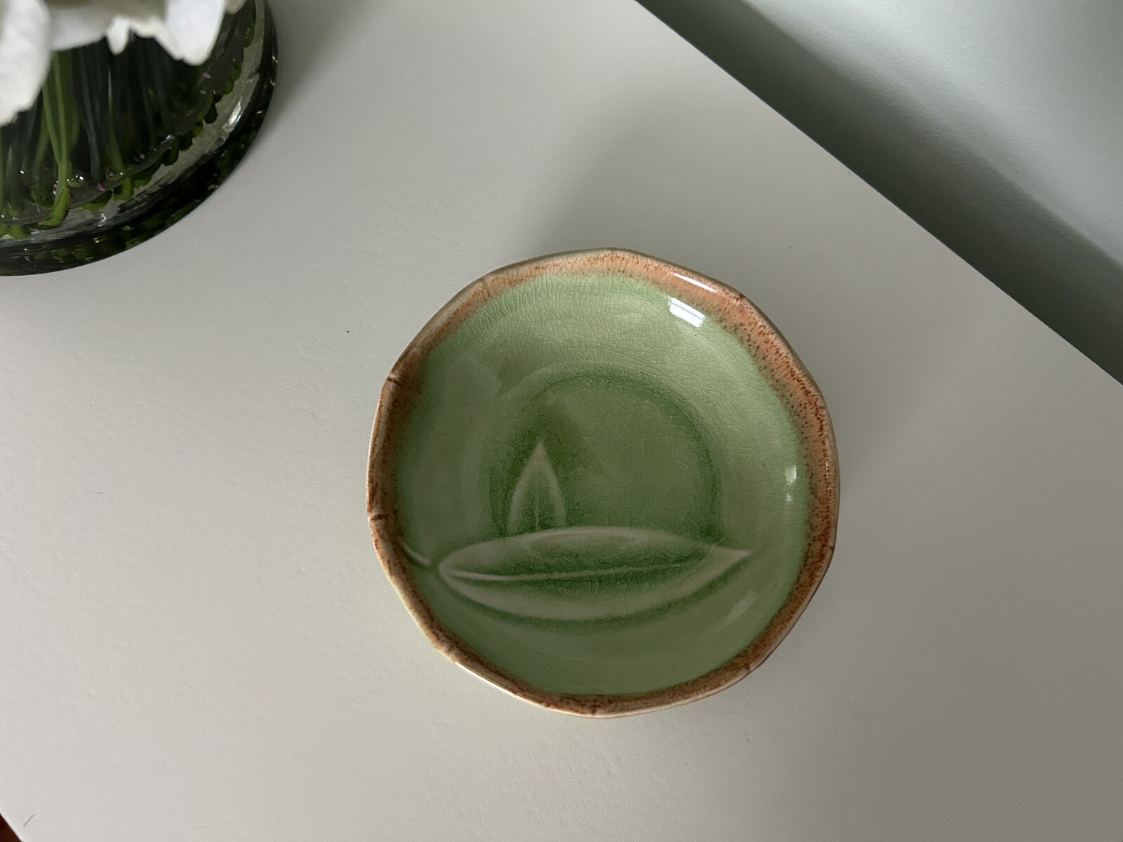 Shonfel D's Bamboo Leaves Trinket Dish, NEW