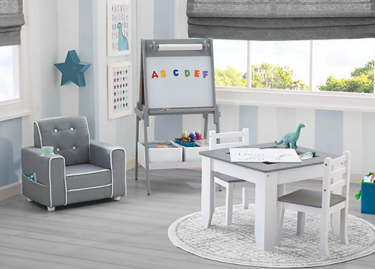 Kids Chair Grey Toddler Floor Play Lounge Baby Reading Furniture Comfy Child Sch
