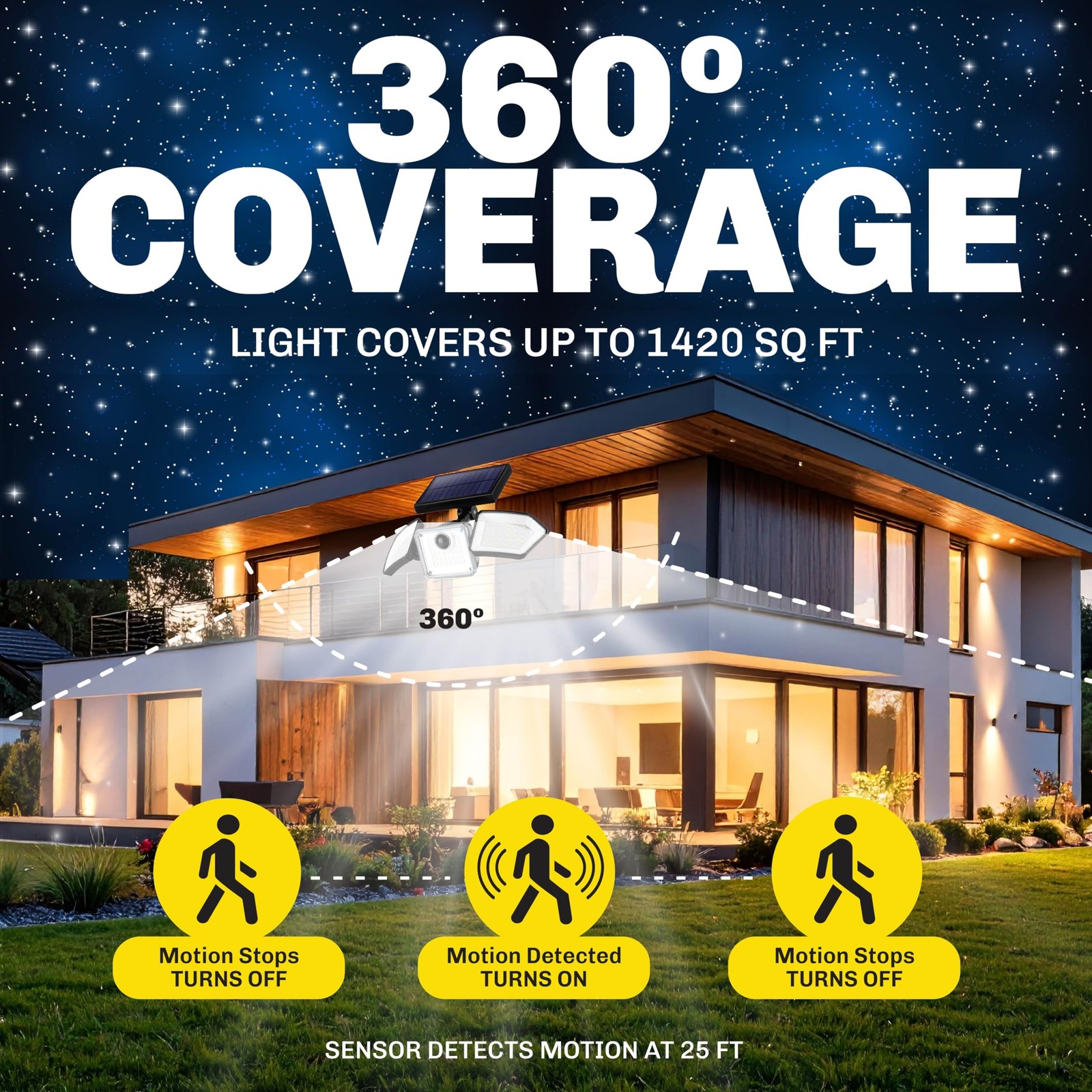 Bionic Flood Light 2 Pk Solar Lights Outdoor Waterproof, Ultra 2 Pack, Black