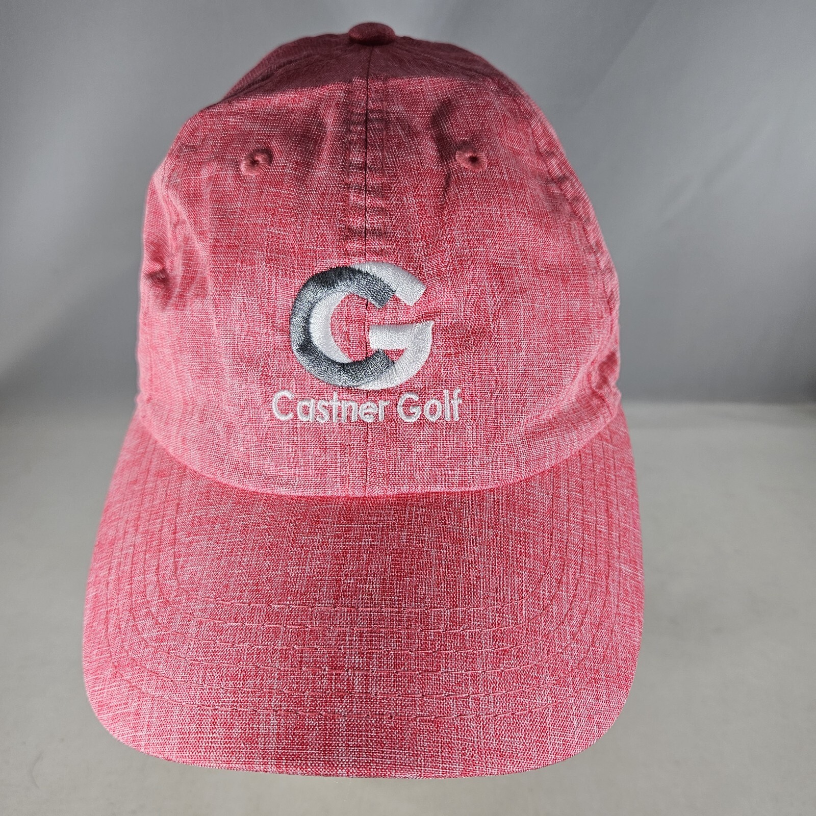 Castner Golf Hat Pink Embroidered Logo New Jersey Lessons Adjustable Strap Cap
