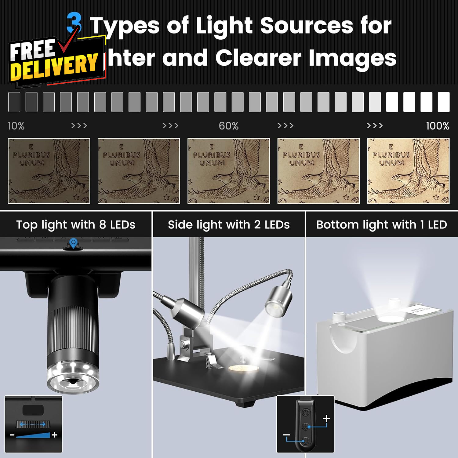 AD210 10.1" LCD Digital Microscope for Electronics Repair Coins w/ Light 32GB