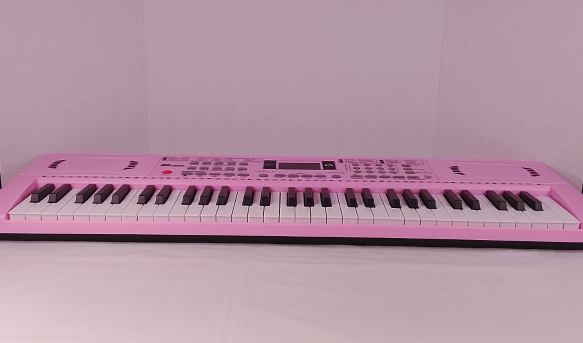 61-Key Electronic Keyboard Piano Pink  Lighted Keys Beginner Digital  Unit Only