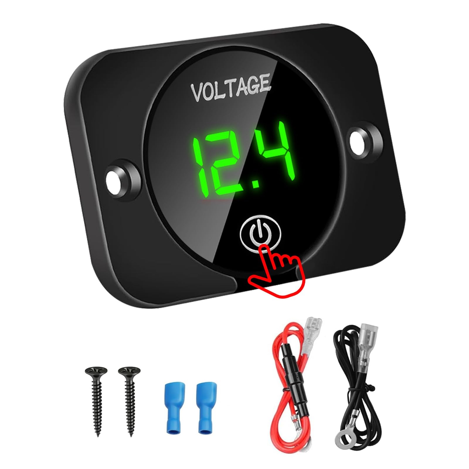 12V-24V DC Digital Waterproof Voltmeter LED Batt Gauge Touch Panel Meter Green