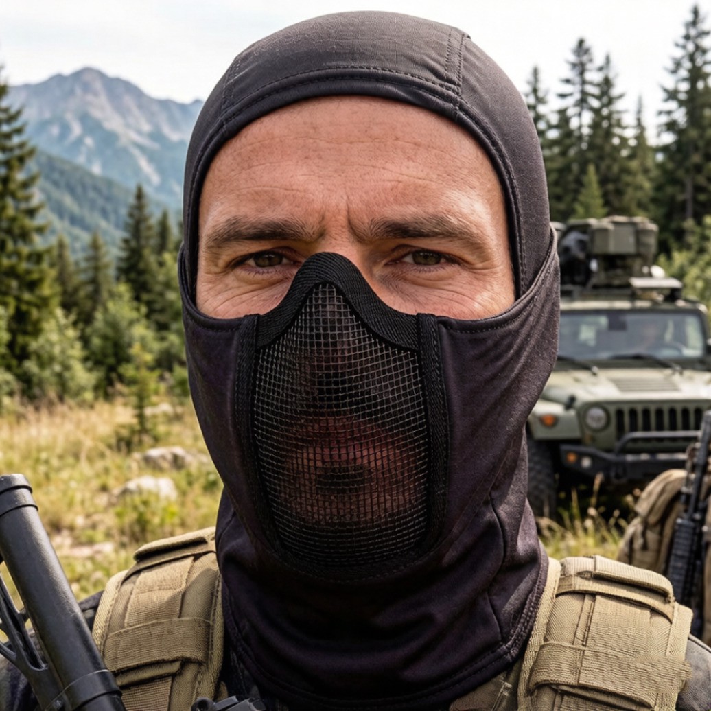 Tactical Airsoft Full Balaclava Mesh Mouth Face Mask with UV Protection Sun Hood