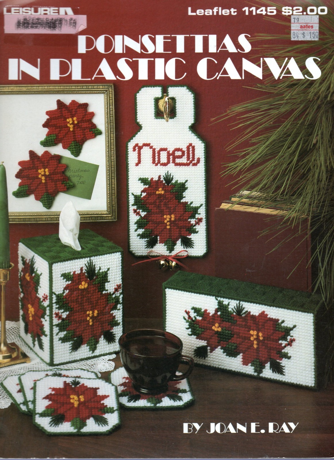 Leisure Arts 1145 POINSETTIAS IN PLASTIC CANVAS Plastic Canvas Pattern Leaflet