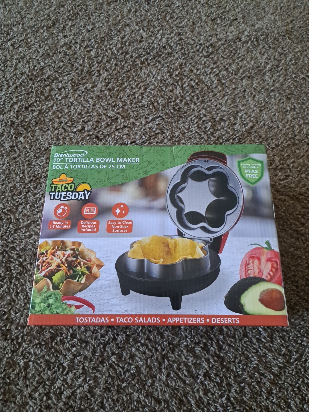 Brentwood Electric Tortilla Bowl Maker 10” Kitchen Appliance Red #TS-257R