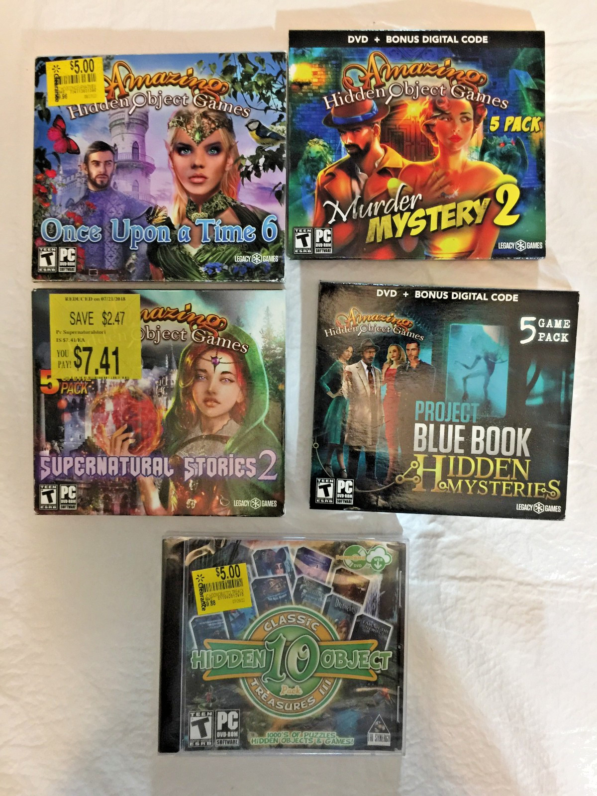 Lot 5 NIB Amazing Hidden Objects Classis Treasures III PC Games,  Legacy  +