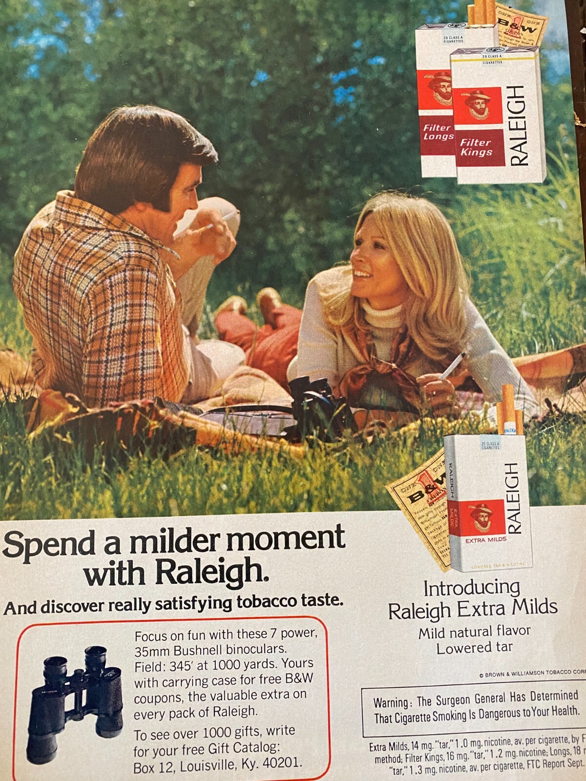 Raleigh Cigarettes, Full Page Vintage Print Ad