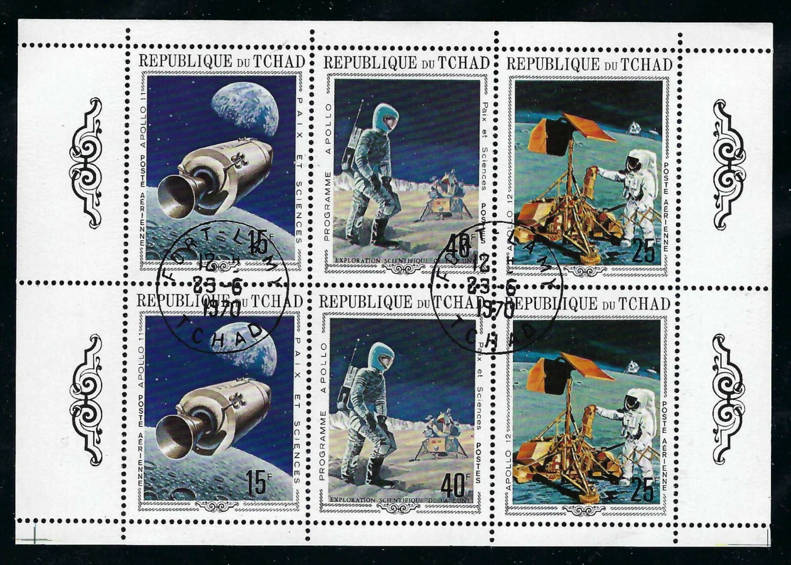 Chad - 1970 6v. Mini Sheet Space Explorations Astronauts