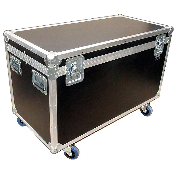 44" ATA Cable Trunk w/3 Compartments - Extra High, 3/8" Ply, Wheels