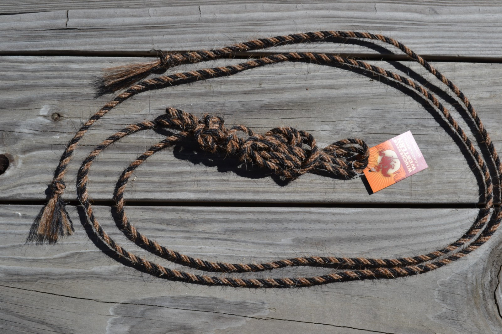 Jose Ortiz 4 st x 1/4" Mane Hair Pre-Tied Fiador/Get Down Rope 16'-Sorrel/Black