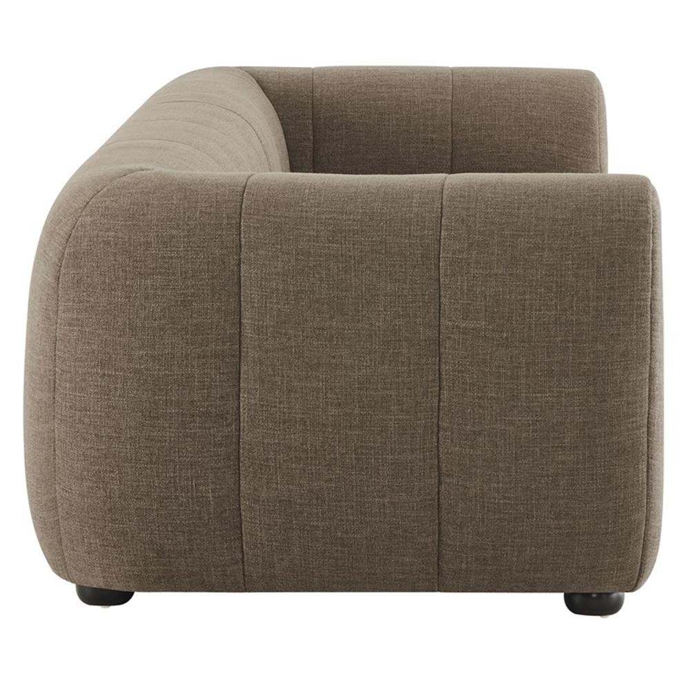 Maklaine Contemporary Dense Foam Padding Upholstered Fabric Sofa in Mocha