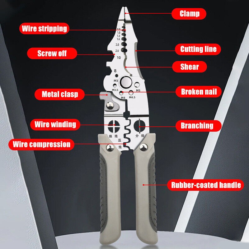 Upgrade Multifunctional Wire Stripper Crimper Cable Cutter Pliers Crimping Tool