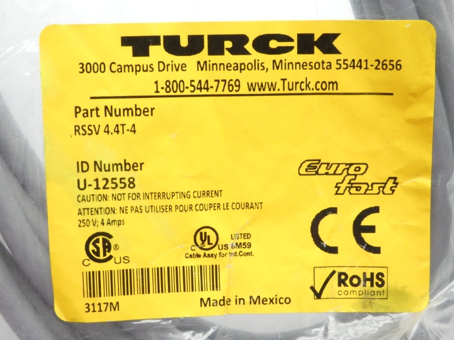 TURCK RSSV4.4T-4 U-12558 250V 4A NSMP