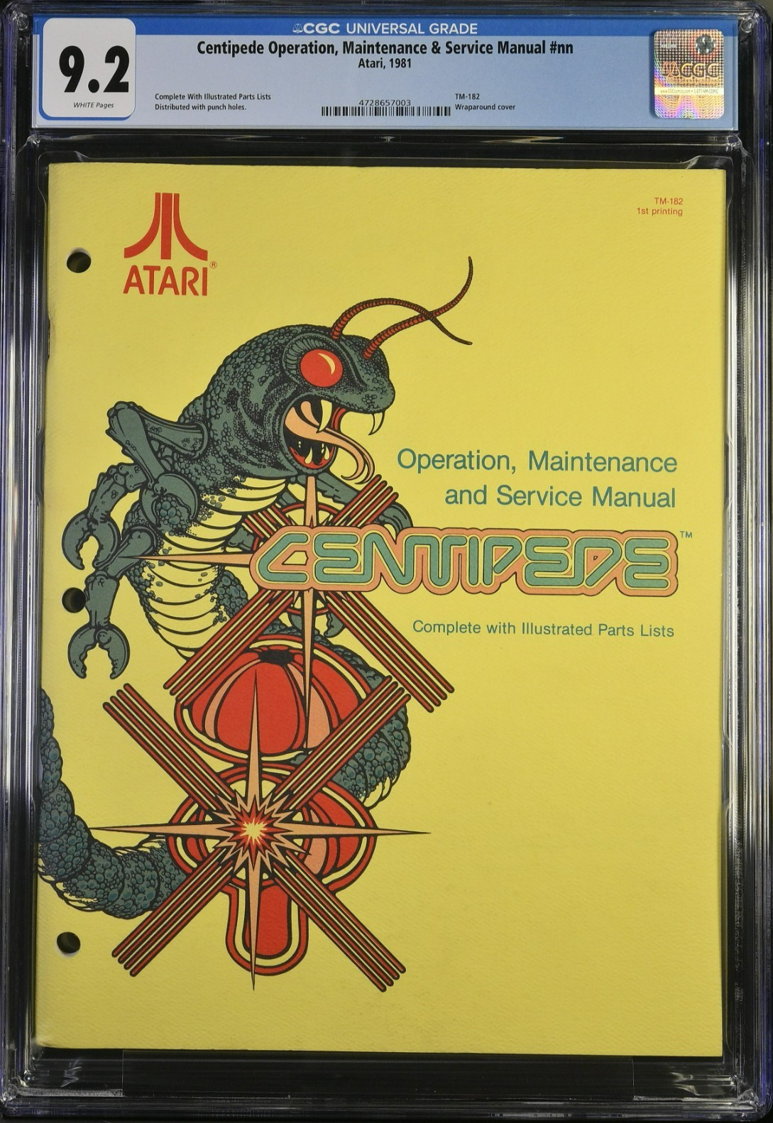 Centipede Arcade Manual 1981 CGC 9.2 Pop 1 None Higher 1st Printing Atari