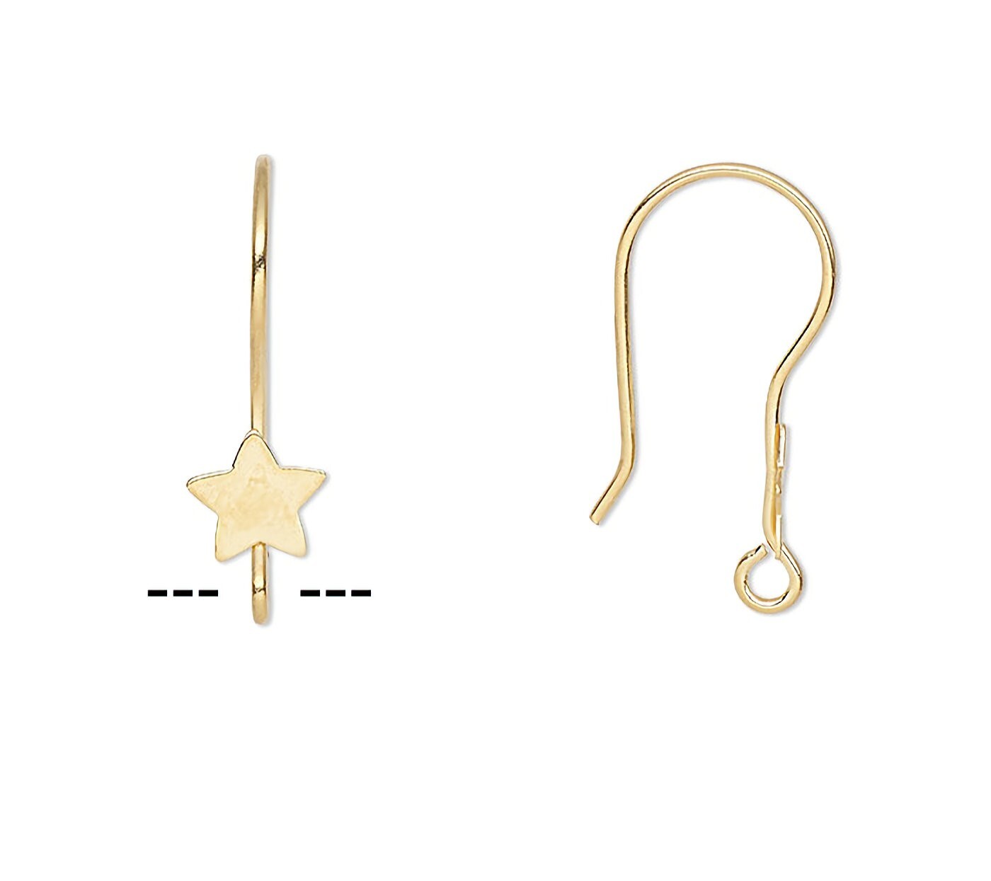 100 Gold Plated Stainless Steel 21mm Fishhook with Star & Open Loop Earwires