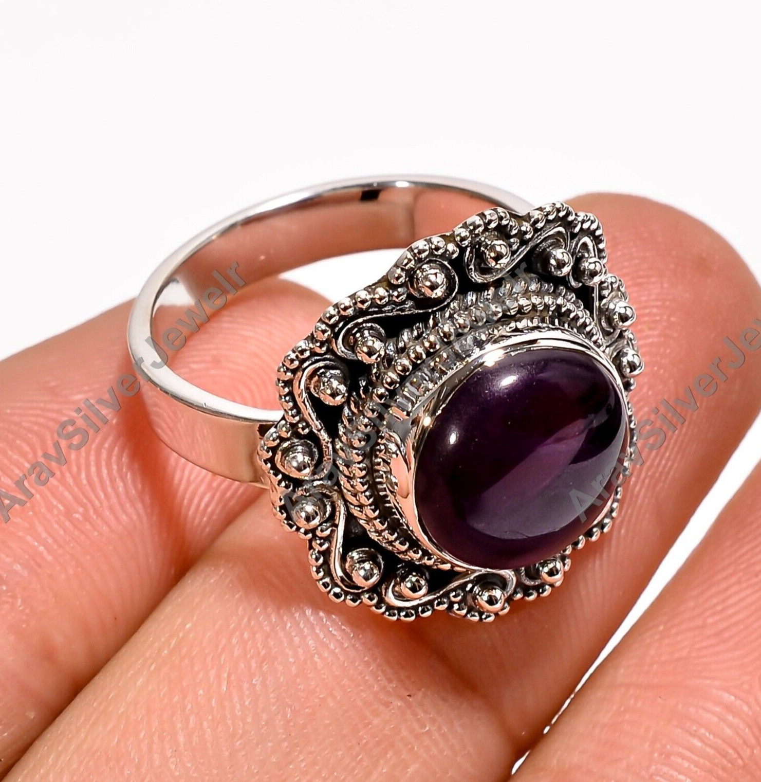 Natural Purple Amethyst Ring 925 Sterling Silver Design Rings for Women Jewelry