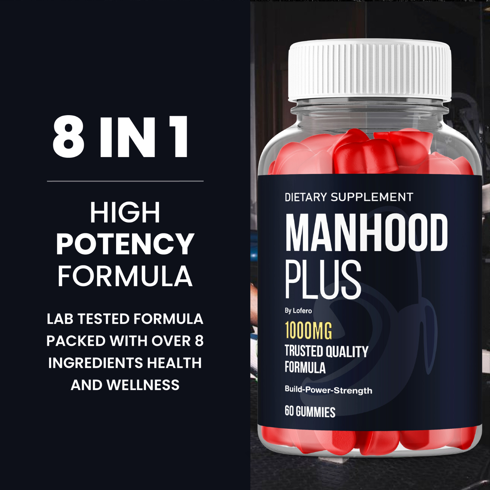 Manhood Plus Gummies for Men, Man Hood Male Stamina, Performance (60Ct)