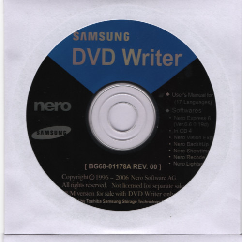 Samsung SH-S182M(TS-H652M) DVD Writer Software Install CD-ROM Windows (2006)