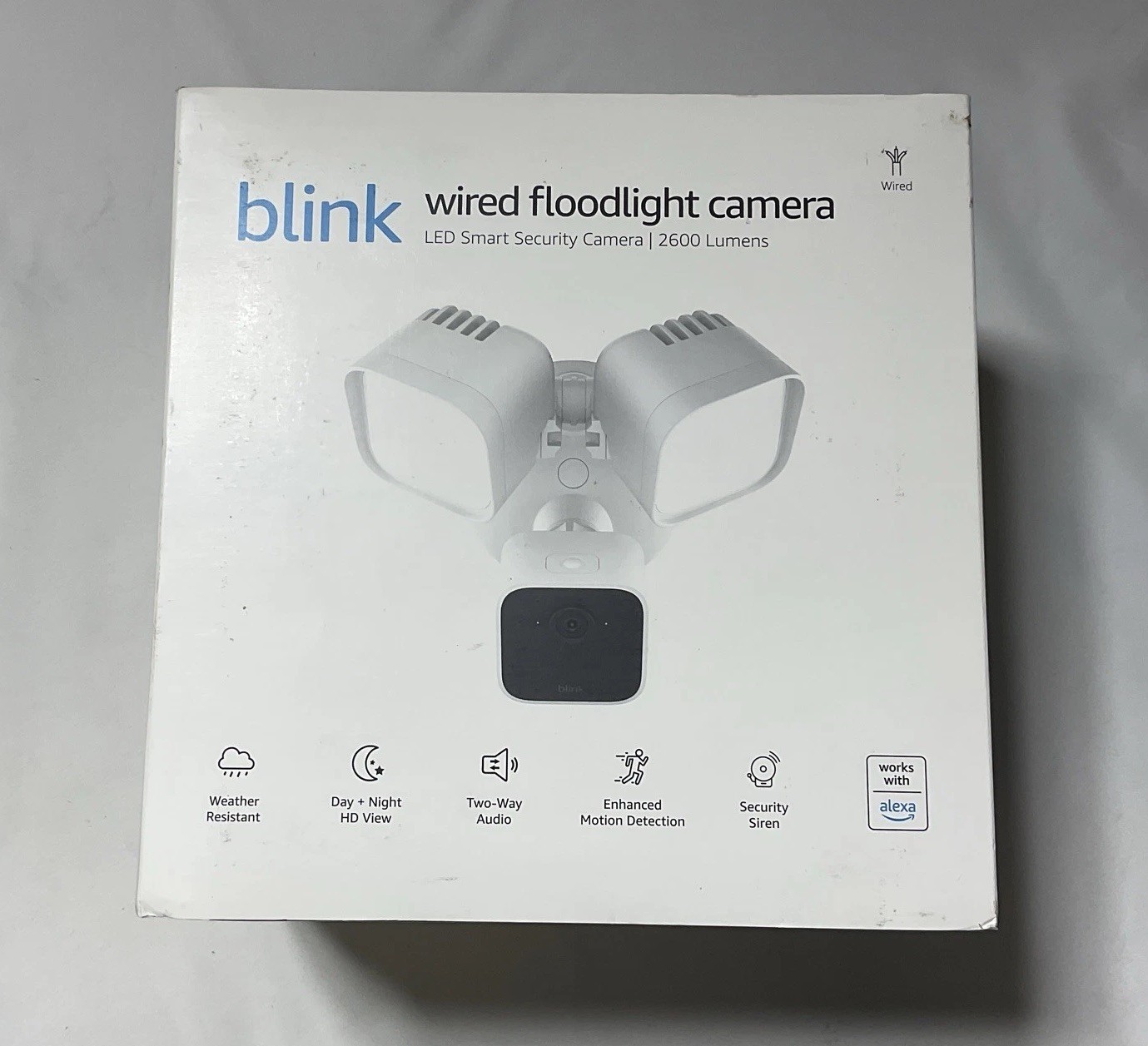 Blink Wired Floodlight Outdoor Smart Security Camera 2600 Lumens G9