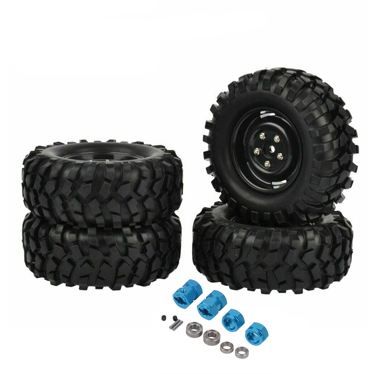 96mm Wheels Tires w/ Hex Adapters for Tamiya Hornet /Grasshopper /Wild One
