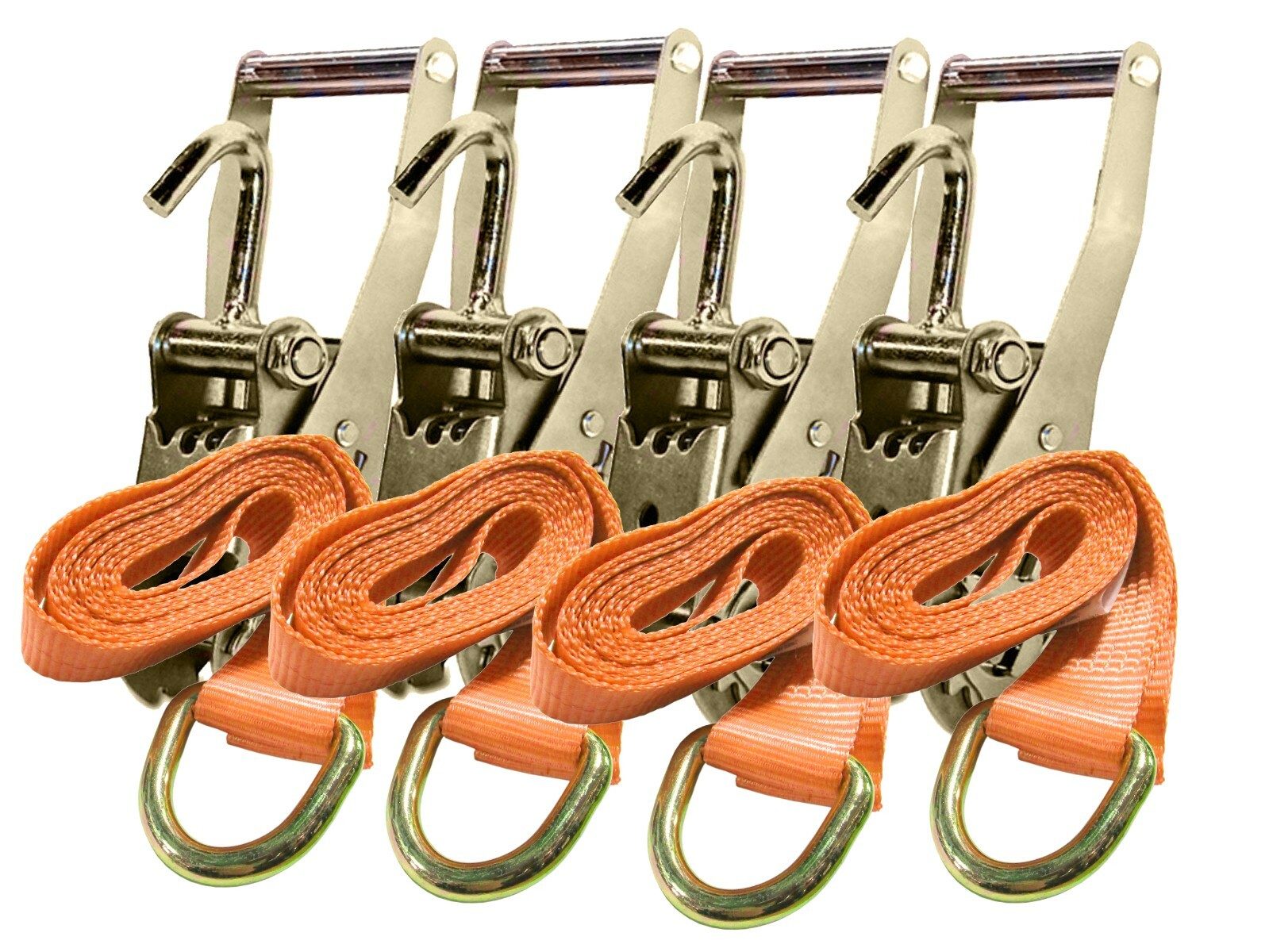 Lasso Strap Tie Down 2" x 10 FT w/ Chevron Finger Hook Ratchets Tire Wheel Lift