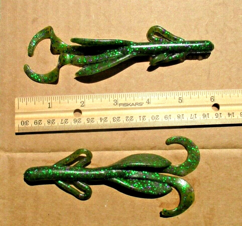 10 WATERMELON CANDY 6" BRUSH HOGS Bass Fishing Lures Soft Plastic Creature Baits
