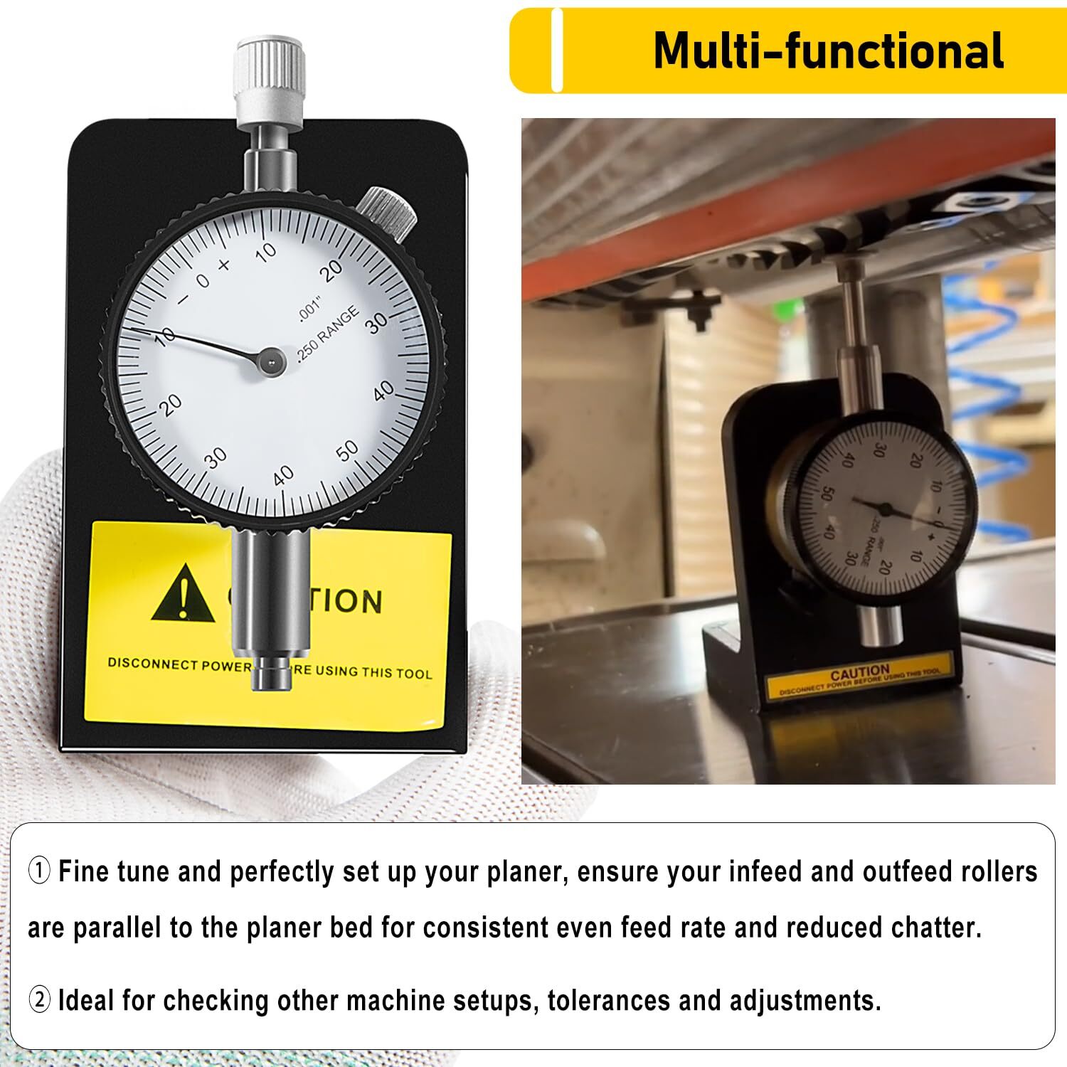 W1218A Dial Indicator Rotates 360˚ Durable Powerful Magnetic Base for Planers