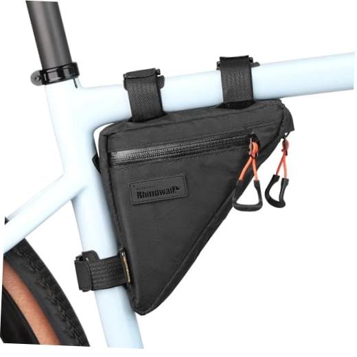 Waterproof Bike Triangle Frame Bag 0.9L, YKK Multi-Pocket Pack Full Black,0.9L