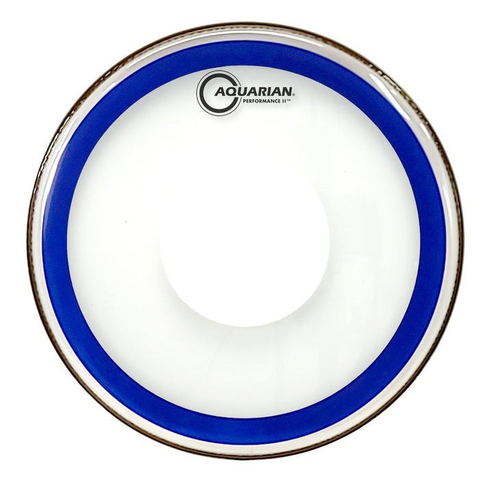 Aquarian Performance II Clear Drumhead 14" w/Power Dot & Blue Ring