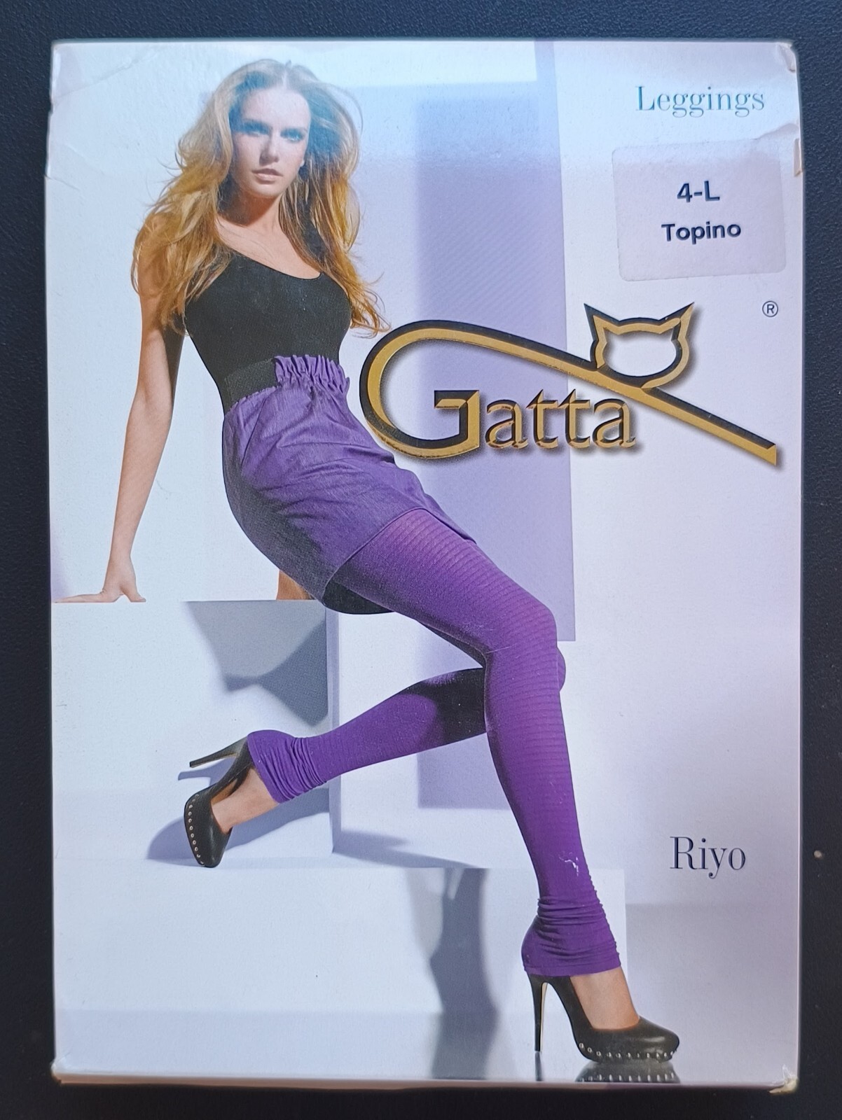 Gatta Riyo 05 Black Leggings Size 4 Large Striped