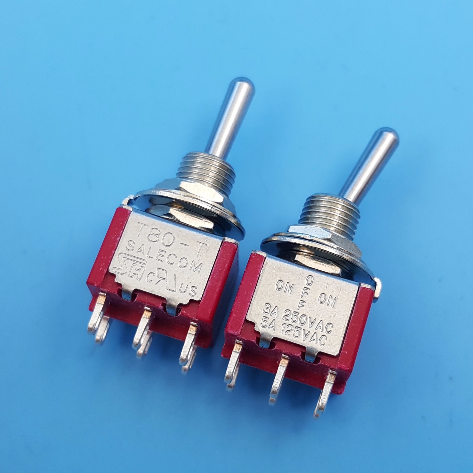 10Pcs SH T8012 Standard Lever 6Pin ON-OFF-ON 3-Gears DPDT Mini Toggle Switch