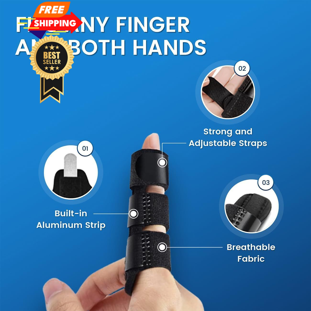 Simplation Trigger Finger Splint and Ice Pack (2+2 Set) for Pain One Size