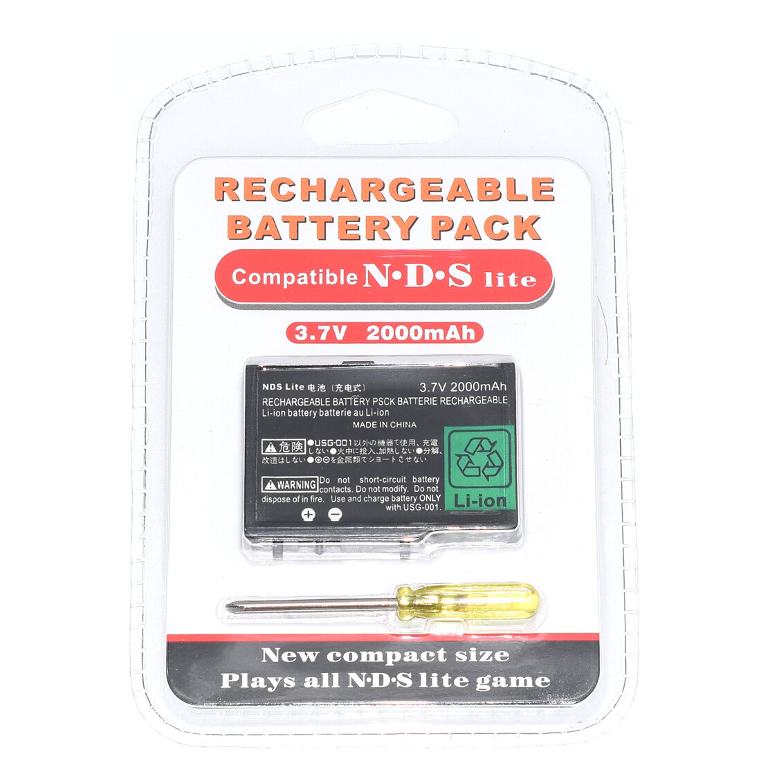 Rechargeable Battery +Screwdriver for Nintendo DS Lite  2000mAH USG-003 USG-001