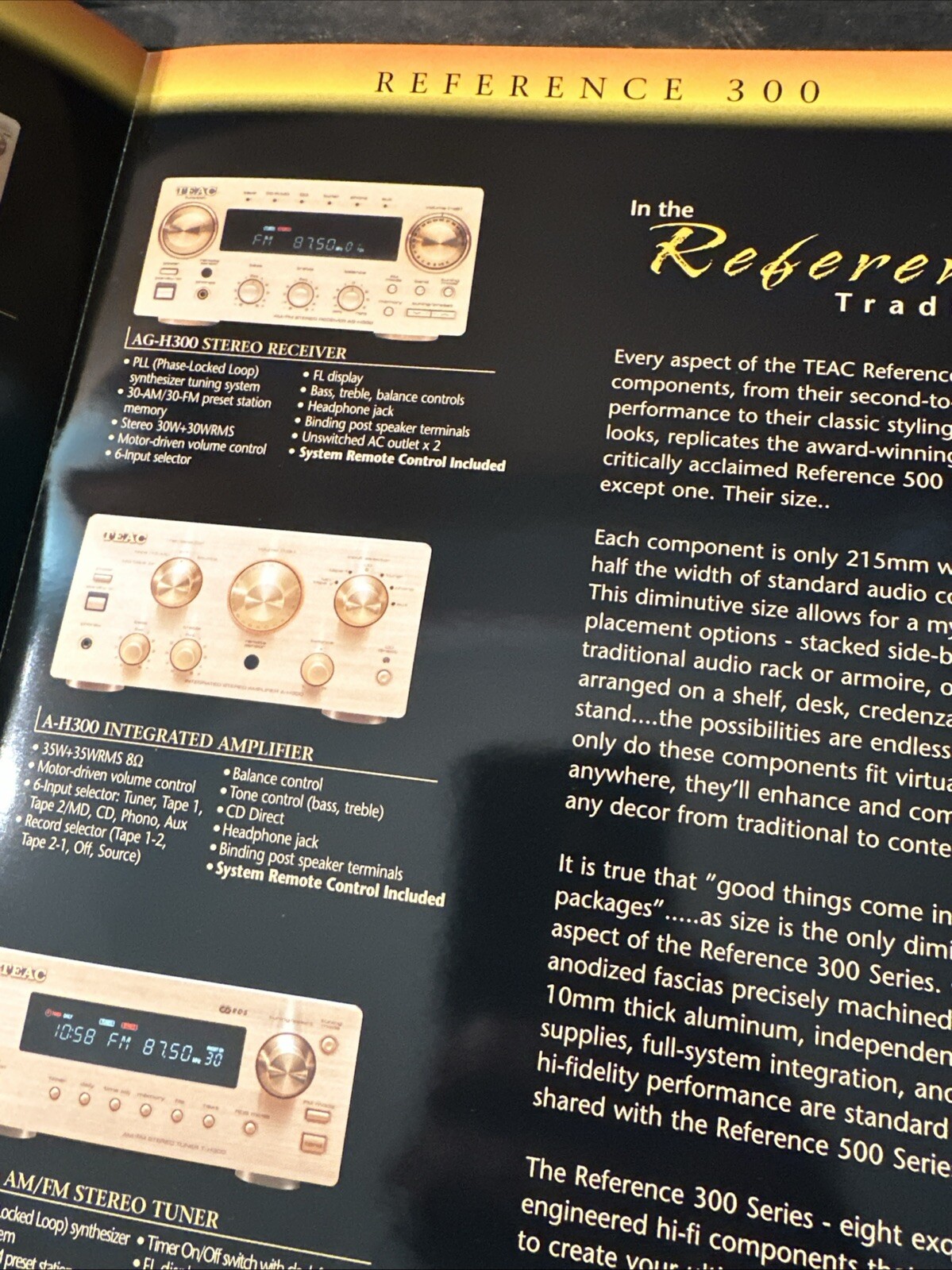 Teac Reference 300 Series Dealer Brochure Specification Sheet ￼