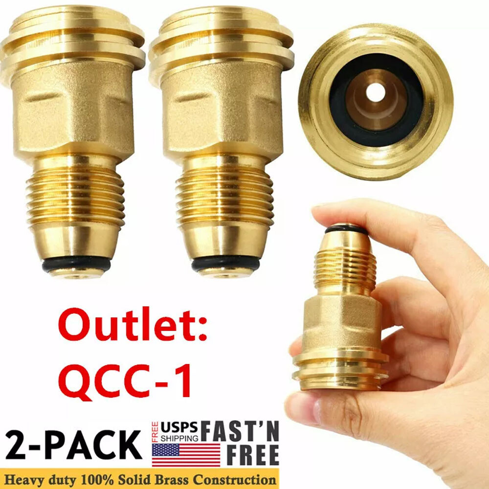 2x Propane Adapter: Old Style to QCC - 1, 100% Solid Brass, Leak - Free