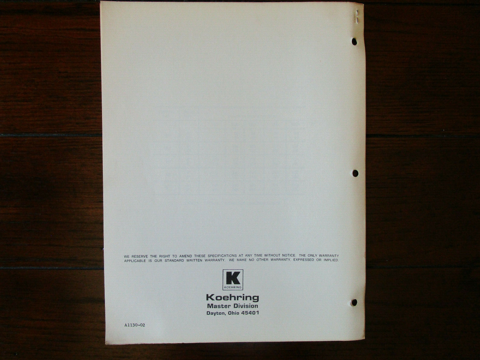 Koehring Master Model MSP-800 Submersible Pumps Owners Manual