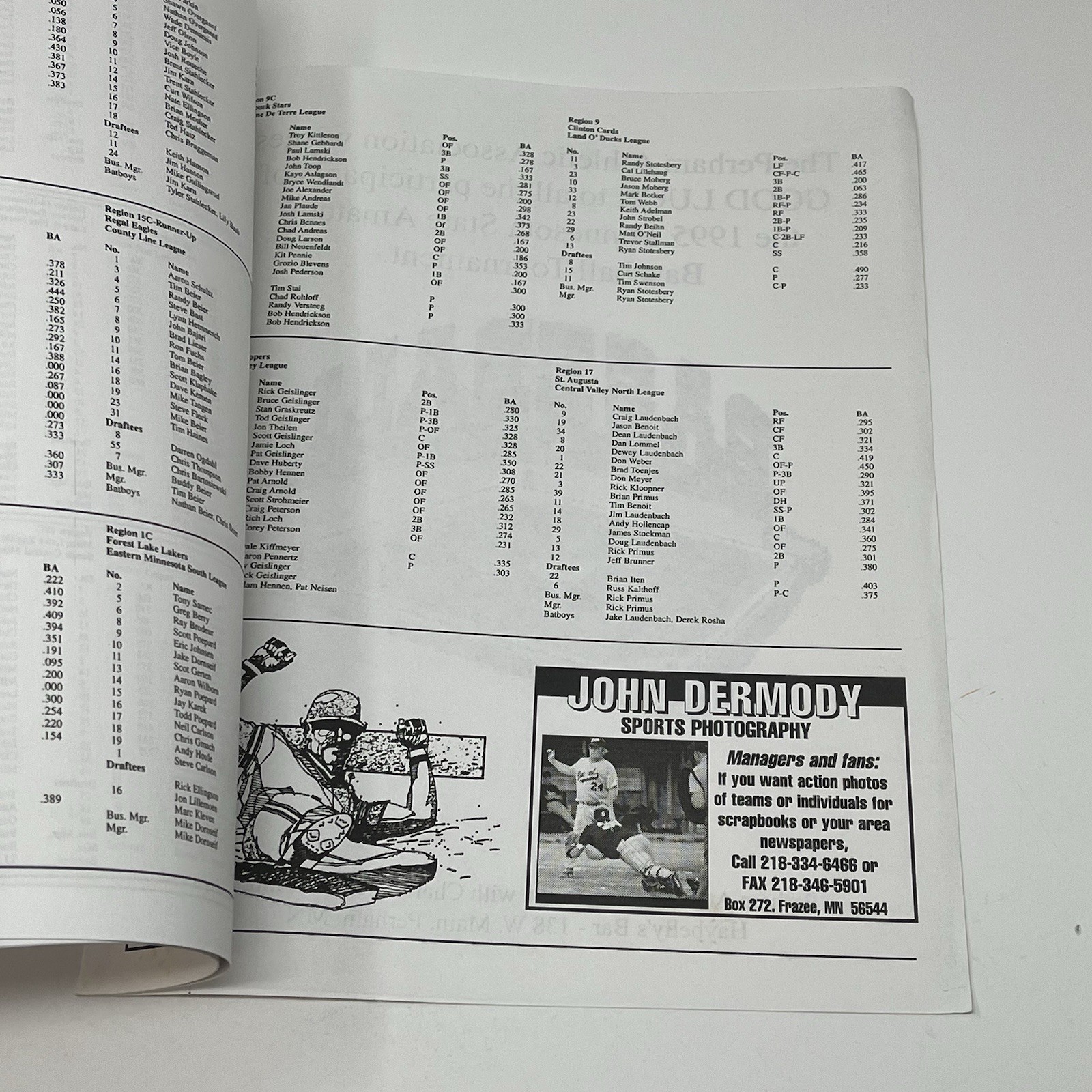 1995 Minnesota State Amateur Baseball Tournament Program Roster Bracket