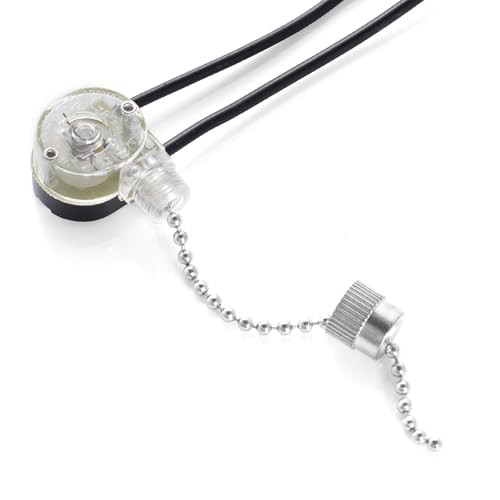 Topbuti 3 Pack Ceiling Fan Switch Zing Ear ZE-109 Two-Wire Light Switch, Silver